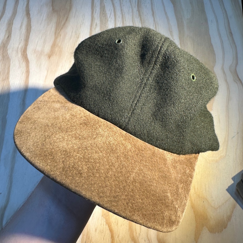 Vintage American Eagle Mens Green Wool Blend Hat Genuine Suede Leather Brim OS